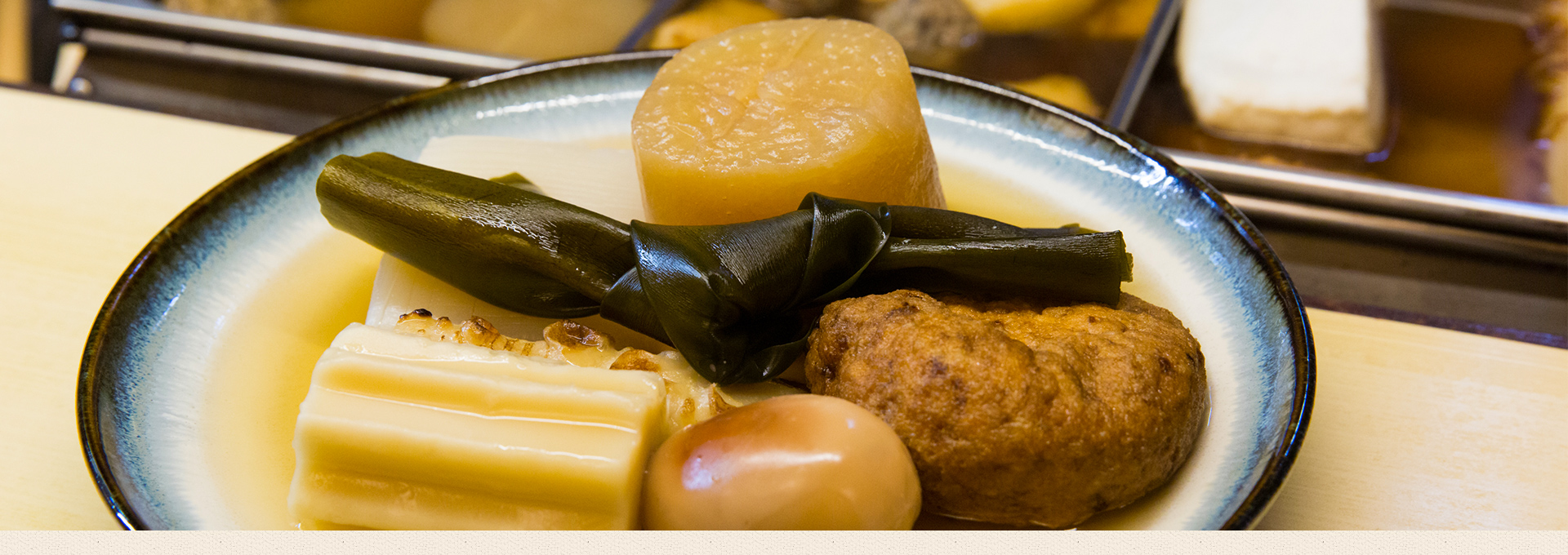 Oden made with carefully prepared dashi stock and specially selected sashimi at Oden Koryori Hashiyama